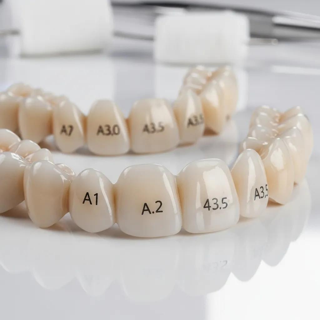 Close-up of porcelain and composite veneers used in smile design